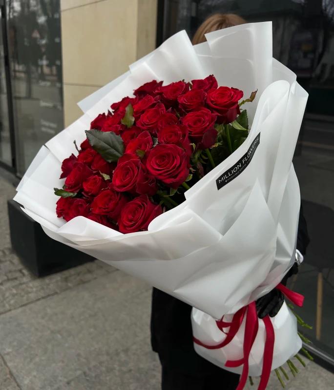 Червона троянда Престиж Преміум 31 шт 80 см